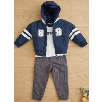 J15584: Boys Bench Hooded Bomber Jacket, Top & Cargo Pant Outfit (2-6 Years)